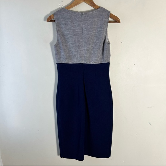 Luisa Spagnoli Grey Navy Sleeveless Pure Wool Dress Size 42 Italy Knee Length - Picture 6 of 11